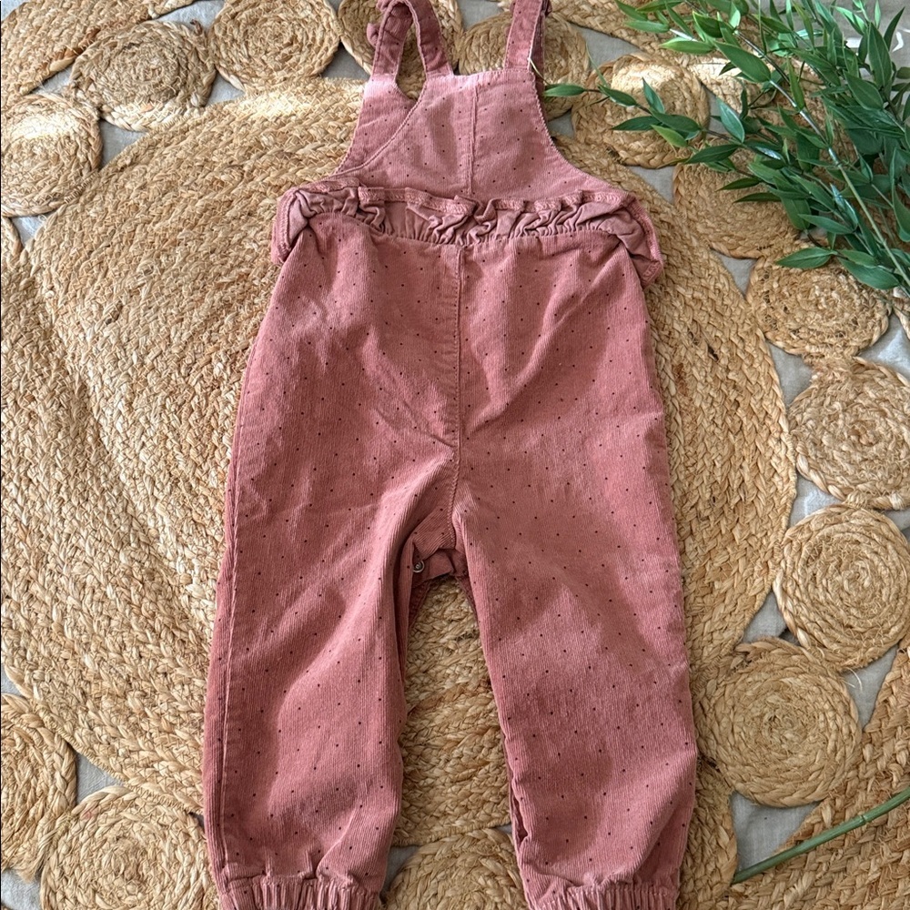 DUNNES Stores 12-18 Mo Polka Dot Blush Pink Overall romper. - Picture 2 of 6
